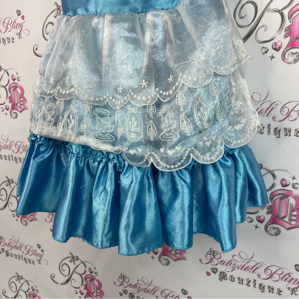 Disney Alice in wonderland costume dress teacups Blue and White Kids Costume - Picture 3 of 13